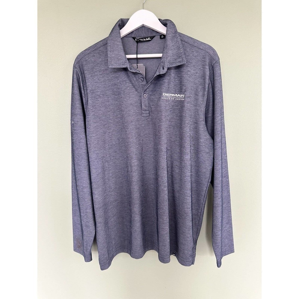 Travis Mathew Polo Shirt Long Sleeve Mens Sz XL Oceanside Heather Lexus Grey‌